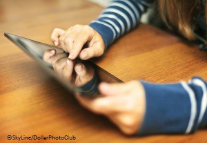 Woman using tablet pc